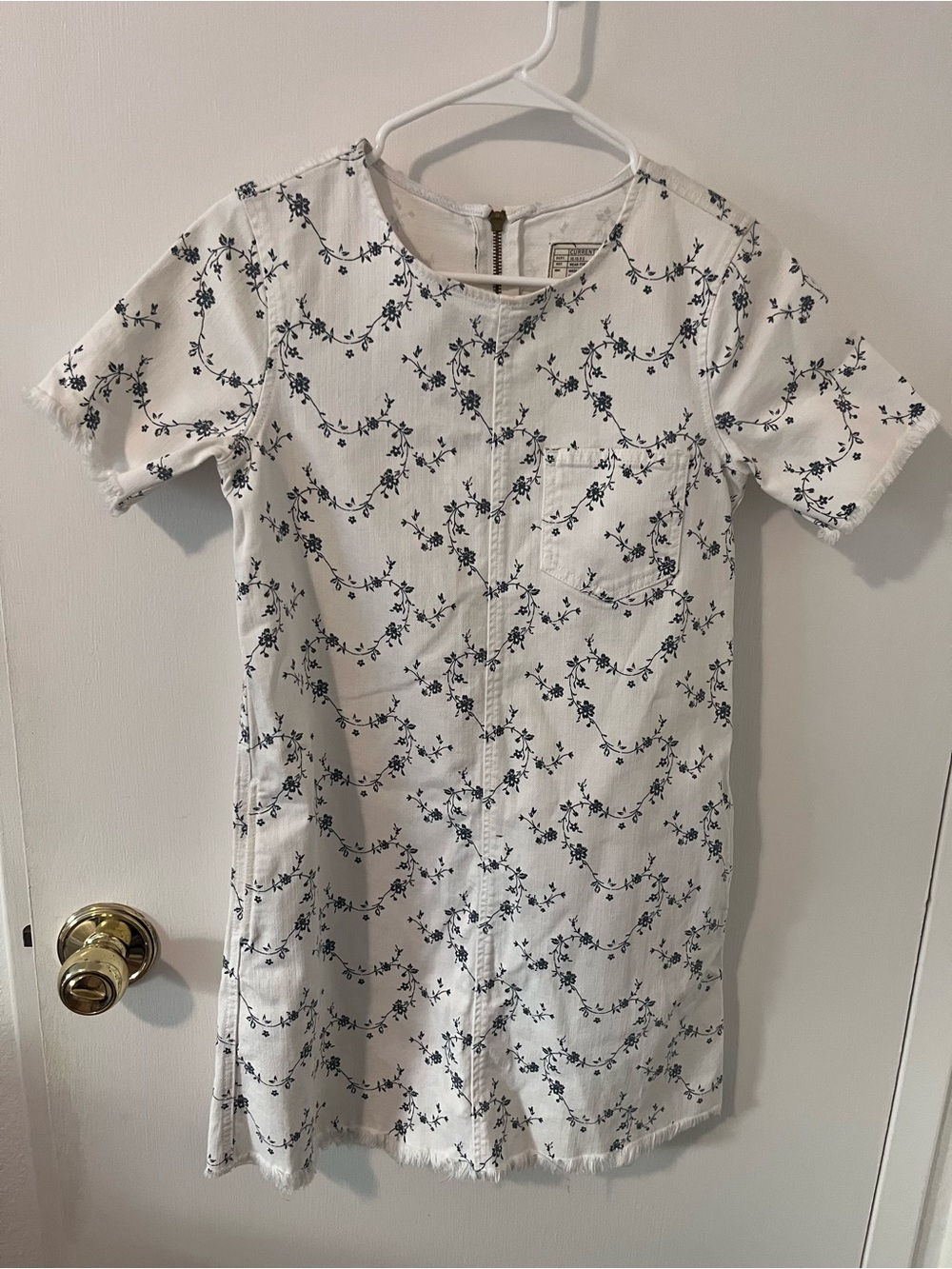 Current/Elliott The Fray Edge Shift Dress Sugar Viney Floral White Blue Size 0